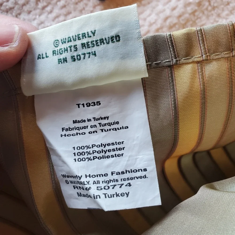 Waverly Curtain 2 Panels Made In Turkey Set Of 2 Gold Color Striped Top 86x50
